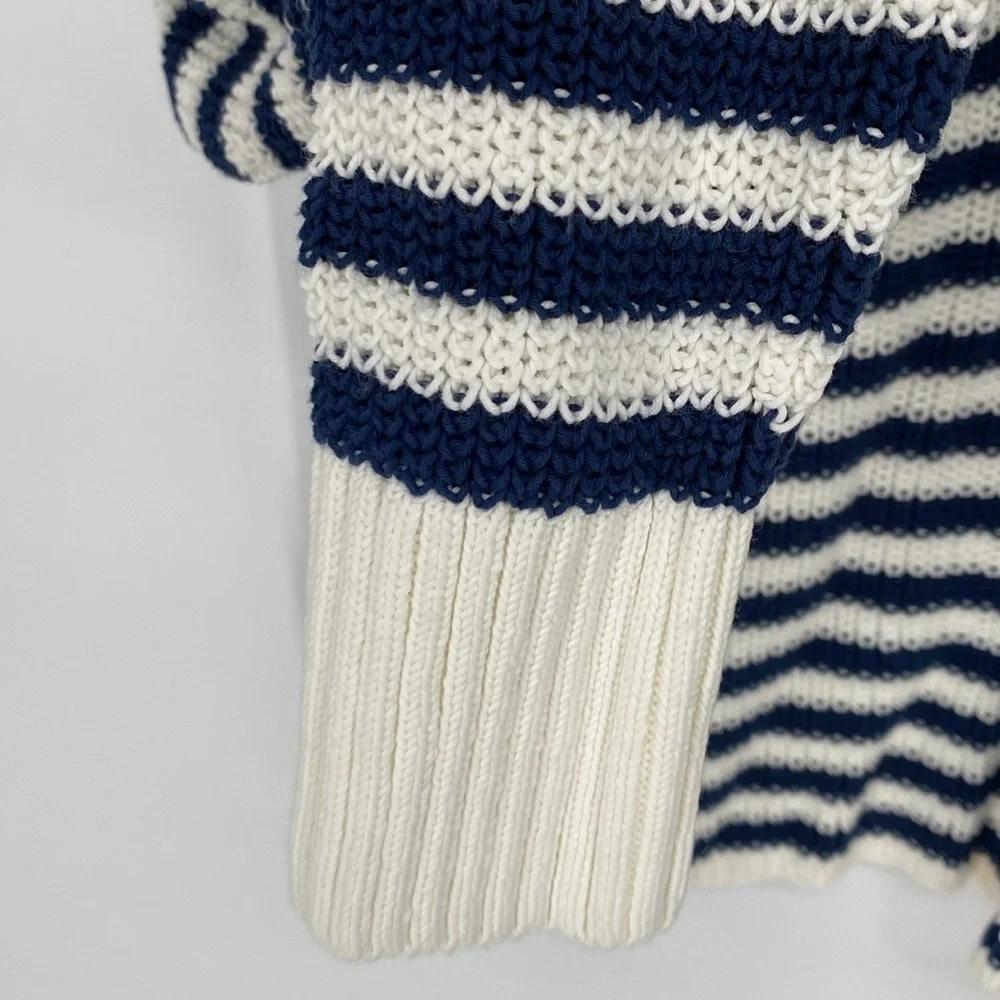 Madewell Ribbed Half-Zip Sweater in Striped NWT Size Small
